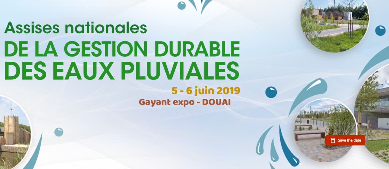 Visuel des premières Assises nationales de la gestion durable des eaux pluviales.