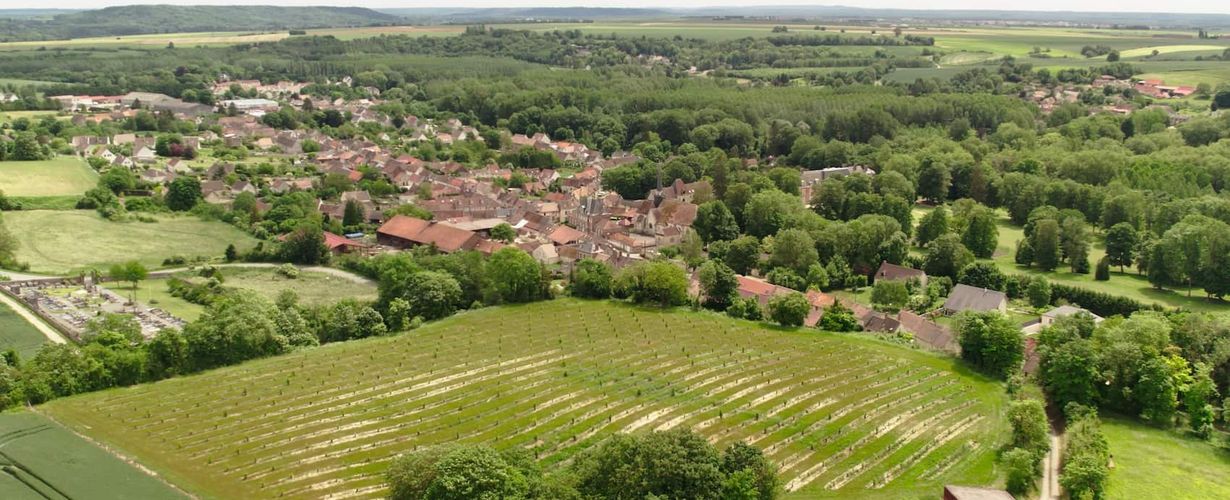 Photo aérienne de l'aire de captage de Baugy ©Orange verte studio